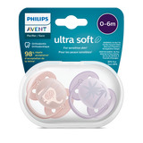 Philips Avent Ultra Soft Pacifier 0M-6M Girl - 2 Pcs
