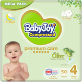 BabyJoy Olive Diapers Size 4 - Large - 10-18Kg, Mega Box - 100Pcs