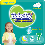 BabyJoy Compressed Diapers Mega Pack Xxxl, Size 7, 18Kg+ - 34Pcs
