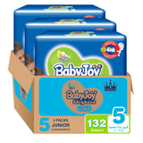 BabyJoy Cullotte Pants Diaper, Mega Pack Junior Size 5, 12 - 18Kg - 132Pcs