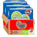 BabyJoy Cullotte Pants Diaper, Jumbo Pack Medium Size 3, 6 - 12Kg - 144Pcs