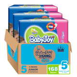 BabyJoy Cullotte Pants Diaper, Giant Pack Junior Size 5, 12 - 18Kg - 168Pcs