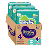 BabyJoy Compressed Diamond Pad Diaper, Mega Pack Large+ Size 4+, 12 - 21Kg - 168Pcs