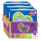 BabyJoy Cullotte Pants Diaper, Mega Pack Large Size 4, 9 - 14Kg - 168Pcs