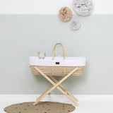 The little Green Sheep Natural Knitted Moses Basket & Mattress - White