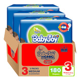BabyJoy Cullotte Pants Diaper, Mega Pack Medium Size 3, 6 - 12Kg - 180Pcs
