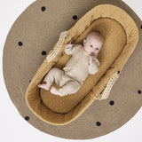 The little Green Sheep Natural Quilted Moses Basket & Mattress - Honey Rice