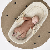 The little Green Sheep Natural Quilted Moses Basket & Mattress - Linen Rice