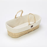 The little Green Sheep Organic Knitted Moses Basket & Mattress - Linen