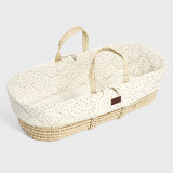 The little Green Sheep Natural Quilted Moses Basket & Mattress - Linen Rice