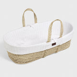 The little Green Sheep Natural Knitted Moses Basket & Mattress - White