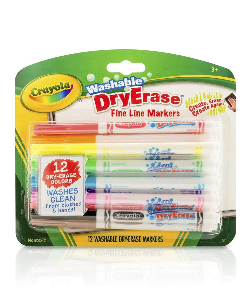 Crayola Washable Dry-Erasse Markers - Pack of 12