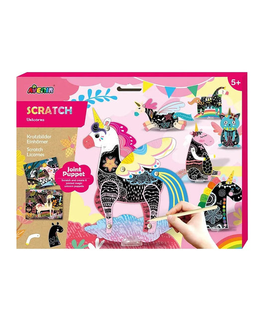 Avenir Scratch Create Your Own Magical Scratch Art Puppets - Unicorns - Laadlee