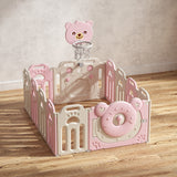 Lovely Baby Kids Bear Playpen With Basketball Hoop 12pcs - Pink