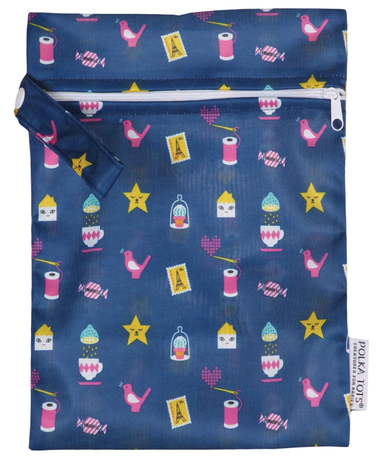 Polka Tots Waterproof Wet Bag Pouch with Zipper - Mix - Laadlee