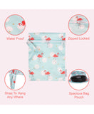 Polka Tots Waterproof Wet Bag Pouch with Zipper - Flamingo - Laadlee