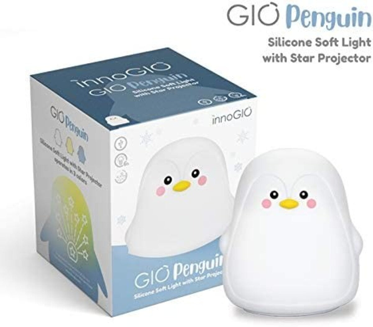 InnoGio - Gio Penguin Silicone Night Light with Star Projector - Laadlee