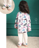 Polka Tots Full Sleeves Night Wear Butterfly Kurta Pyjama - White - Laadlee