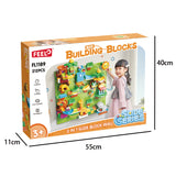 Feelo 2-In-1 Safari Theme Building Bricks, Slide Block Wall Set - 212pcs