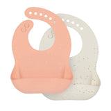 Lassig Silicone Bib 2 pcs - Apricot / Nature
