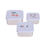 Lassig Stainless Steel Snack Box 3pcs - Happy Fruits Cherry