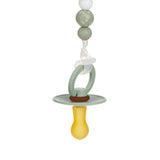 Lassig Soother Holder Wood / Silicone - Little Universe Star Olive