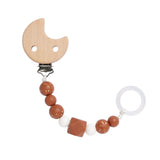 Lassig Soother Holder Wood / Silicone - Little Universe Moon Rust