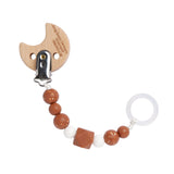 Lassig Soother Holder Wood / Silicone - Little Universe Moon Rust