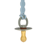 Lassig Soother Holder Wood / Silicone - Tiny Smile Powder Blue