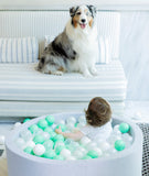 Larisa & Pumpkin Light Grey Ball Pit (85cm) With 200 balls - Blue/Grey/White Balls