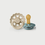 Frigg Fairytale Silicone Baby Pacifier 6M-18M, 2Pack, Cream/Stone Blue - Size 2 - Laadlee