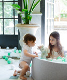 Larisa & Pumpkin Light Grey Ball Pit (85cm) With 200 balls - Blue/Grey/White Balls