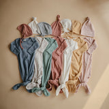 Mushie Ribbed Baby Bonnet Gray Melange - Laadlee