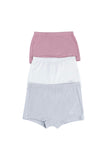 Anvi Baby Girls Boxer Underwear Set of 3- Grey/White/Lilac