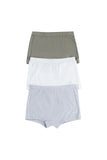 Anvi Baby Girls Boxer Underwear Set of 3- Olive/White/Grey