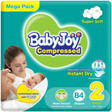BabyJoy 2X Compressed Diaper, Mega Pack Small Size 2, 3.5 - 7Kg - 84Pcs