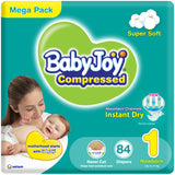 BabyJoy 2X Compressed Diaper, Mega Pack Newborn Size 1, Up To 4Kg - 84Pcs