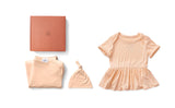 Anvi Baby Bamboo Onesie Dress New Born Gift Set- Girls - Peach