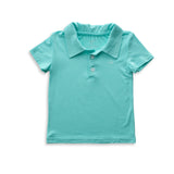 Anvi Baby Bamboo Spandex Polo T-Shirt 2Y-4Y - Aqua Blue
