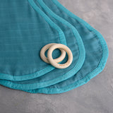 Anvi Baby Set of 3 Organic Bamboo Burp & Bib Cloth - Emerald Blue