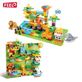 Feelo 2-In-1 Safari Theme Building Bricks, Slide Block Wall Set - 212pcs