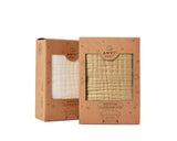 Anvi Baby Set of 2 Organic Muslin Bath Towel - Tan Brown & White