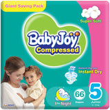 BabyJoy Compressed Diamond Pad Diaper, Giant Pack Junior Size 5, 14 - 25Kg - 66Pcs