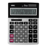 Deli Calculator Metal 12 Digits Silver E1671