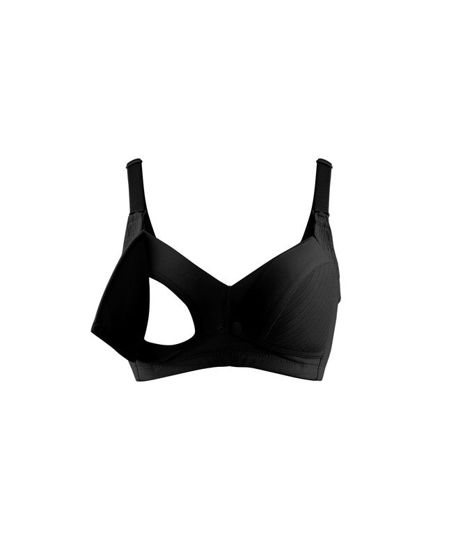 Okus Comfy Cotton Maternity & Nursing Bra - Black - Laadlee