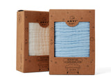 Anvi Baby Set of 2 Organic Muslin Bath Towel - Blue & White