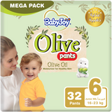 BabyJoy Olive Culotte Diaper Pants Size 6 - Xxl - 16Kg+, Mega Pack - 32Pcs