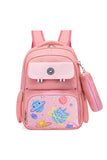 Eazy Kids Unicorn Planet School Bag with Universal Trolley and Pencil Case - Pink