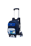 Eazy Kids Dino School Bag with Universal Trolley and Pencil Case - Dark Blue