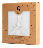 Anvi Baby Organic Bamboo Beanie & Swaddle Set - White Mist